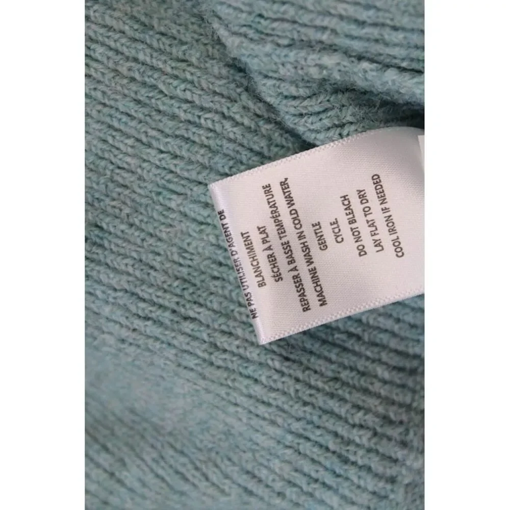 Renuar Womens Long Sleeve Knitted Ribbed Hem V-Neck Sweater Blue Size XL